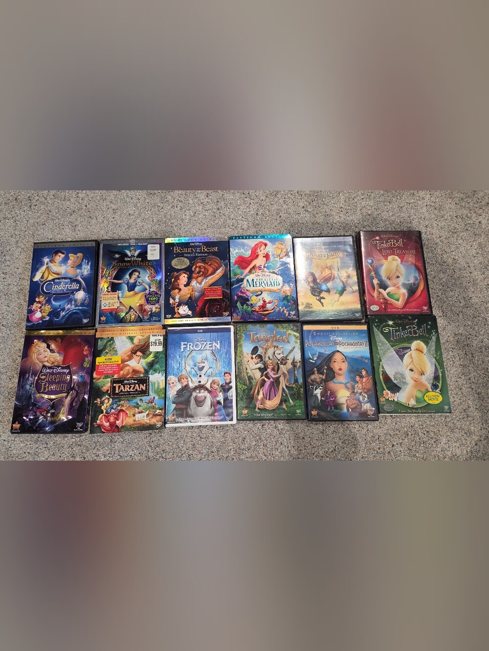 Disney Princess DVD Movie Lot Fantasy 12 Kids Movies Bundle Tinker Bell